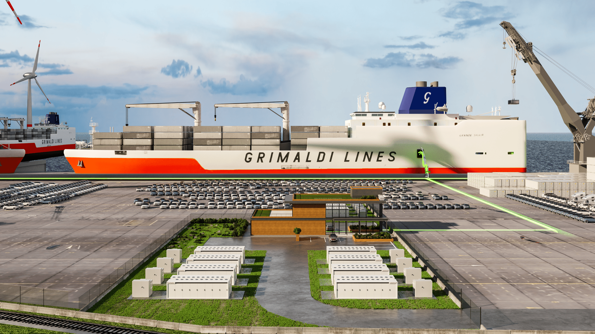 Installation der ersten Landstromversorgung für Seeschiffe Euroterminal Antwerpen